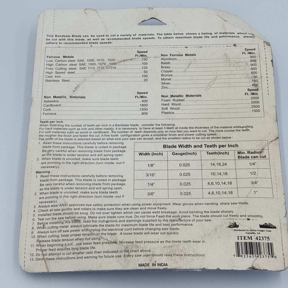 Portland Saw Bandsaw Blade 42375 24 Teeth Per Inch 64.5 Inches NOS - Picture 6 of 6